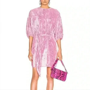 Ganni Pleated Satin Dress